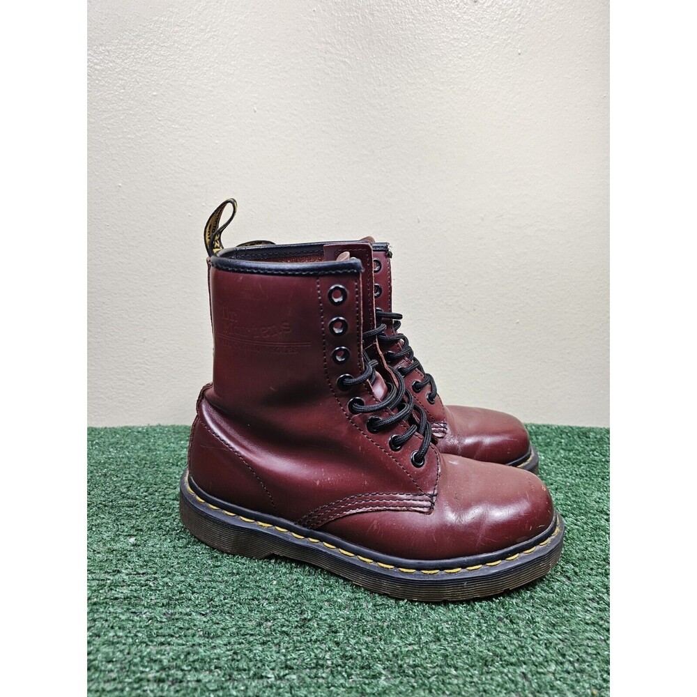 Doc Martens 1460 Cherry Red Boots Women’s Size 5 Smooth Leather Lace Combat